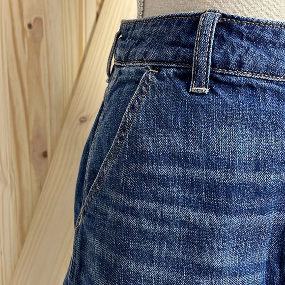 American Eagle Women’s Denim Hi-Rise Festival Mini Skirt Size 6 Blue Frayed - Picture 4 of 13